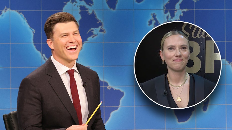 SNL's Colin Jost uncomfortably tells ruthless jokes about wife Scarlett Johansson as she watches backstage